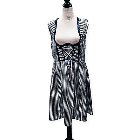 Dearcase Dresses & Skirts - LAST CHANCE Dearcase Blue Gingham Bavarian Oktoberfest Dress, Costume, Large